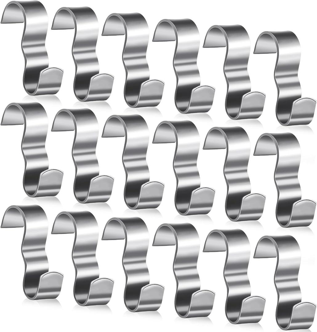Moxweyeni 18 Pcs Picture Rail Hooks Hanging System Kit, Molding Hooks Rail Hangers for Wall Hanging, Exhibition, Art Gallery Supplies (Silver)
