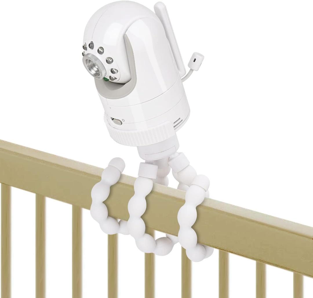 wochel Tripod Baby Monitor Mount Compatible With Infant Optics DXR-8 and DXR-8 Pro Baby Monitor, Flexible Baby Camera Holder for Crib Without Tools or Wall Damage - White
