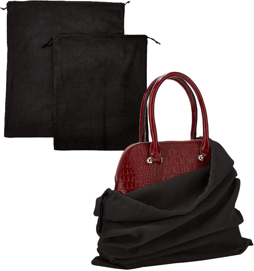 LAKE OF FIRE Dustproof Storage Bags with Drawstring Closure, 2-Piece Set  Multi-Purpose Protective Pouches for Handbags, Purses, Shoes, and Boots (Black)