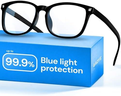 Gaoye Black Blue Light Glasses for Computer & Gaming - Anti UV Ray Lenses, Scratch-Resistant & Comfort Fit