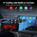 Volam 11'' Wireless Carplay Screen for Car Built-in Net-Flix YouTube Apps, Portable Touchscreen Car Stereo with Android Auto, Backup Camera, OTA Updates, Bluetooth, Voice Control, GPS Navigation,FM