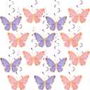 Geyee 48 Pcs Butterfly Hanging Swirl Decorations Spring Butterfly Hanging Swirl Party Supplies for Birthday Wedding Party Home Classroom Baby Shower Supplies