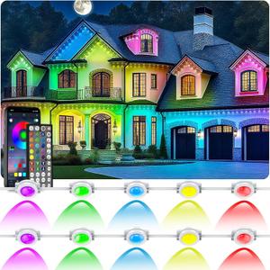 150FT Permanent Outdoor Lights for House Waterproof, IP67 LED Eave Lights with App/Remote Control, Outdoor Permanent led Lighting for House Roof Decor,Christmas,Party,All Holiday and Daily