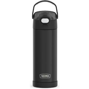 THERMOS FUNTAINER 16 Ounce Stainless Steel Vacuum Insulated Bottle with Wide Spout Lid, Black Matte