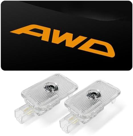 JHGFVC 2Pcs Car Door Light Logo Projector for Subaru Outback Accessories, Non Fade Courtesy Projector Laser Lamp, Welcome LED Ghost Shadow Puddle Lights (AWD ORANGE)