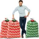 Large Christmas Gift Bags, 3 Oversized Christmas Bags 44"x 36" Jumbo Gift Bag for Huge Big Gift Wrapping Kids Bicycle Bike, Xmas Santa Holiday Large Plastic Gift Bags for Presents