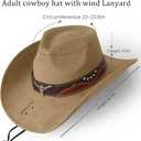 Wildarms Cowboy Hat with Bandana - Adjustable Wide Brim Western Hat for Men & Women,Rodeo Christmas Cowgirl Hats Gifts (Medium, Bull2-camel)