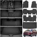 Floor Mats & Cargo Liner for 2022-2025 Jeep Wagoneer 8 Passenger Model with 2nd Row Bench Seat All Weather Protection TPE Rubber Full Set Automotive Mat Accessories, Black (Non L)