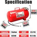 Big RED T88007-1 Torin Horizontal Portable Air Storage Tank with 36 "Hose and Pressure Gauge, Capacity 7 Gallons, Red
