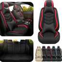 ADERN Car Seat Covers for Chevrolet Camaro 2000-2026, Premium Nappa Leather Car Seat Cover, Stylish Sport Seat Covers Automobile Seat Cover Sets.(Luxury 5 Seats/Black Red)