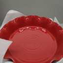 LE TAUCI Ceramic Pie Pans for Baking, 11 Inches Deep Dish Pie Plate for Apple Pie, 48 Ounce Baking Dish with Ruffled Edge, Set of 2, Red