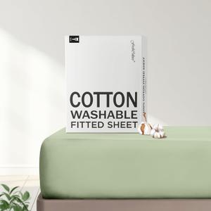 FreshCulture Pure Cotton Fitted Sheets Twin XL Size, 300 Thread Count Percale Sheets for Twin XL Size Bed, Soft & Breathable Cotton Sheets, Fits College Dorm Mattresses (Twin XL,Sage Green)
