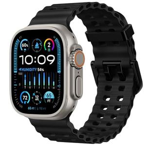 Odbeai Ocean Sport band Compatible with Apple Watch Ultra 2 3/Ultra Band for Men 49mm 46mm 45mm 44mm 42mm,Soft Silicone Breathable Waterproof Outdoors for iWatch Series 11 10 9 8-1 SE Black Men Women
