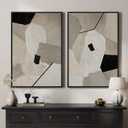 Framed Neutral Beige and Black Abstract Wall Art for Living Room, Set of 2 Modern Minimalist Canvas Artwork for Walls, Large Geometric Pictures Prints for Bedroom Office Hallway Wall Decor, 24x36 Inch