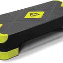 RBX Aerobic Step Platform with Non-Slip Textured Surface -2-Level Adjustable Steppers for Exercise, Compact, Lightweight, Easy-to-Store Exercise Step & Fitness Step Bench (Black/Volt)