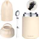 Thermo for Hot Food & Drinks, Thermo Lunch Box, 17oz Vacuum Insulated Food Container with Spoon&Drawstring Bag, Soup Thermo for Adults, White