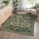 Snake 3x5 Area Rug Washable Non-Slip Forest Green Gothic Witchy Fantasy Small Indoor Rugs for Entryway Soft Low-Pile Carpet for Kitchen Bedroom Living Room Nursery Throw Rug