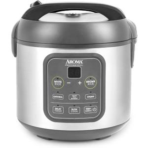 AROMA Professional Digital Rice Cooker, Multicooker, 4-Cup (Uncooked) / 8-Cup (Cooked), Steamer, Slow Cooker, Grain Cooker, 2Qt, Stainless Steel Exterior, ARC-994SG