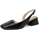Mostrin Black Chunky Low Heels for Women D'Orsay Slingback Block Heel Pumps Closed Square Toe Mary Jane Dress Shoes for Work Office Daily Wedding.37