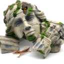 Reptile Cave Hideout Tank Accessories Decorations, Aquarium Hideaway Cave Fish Tank Decorations for Amphibians, Betta Fish, Shrimp, Lizards, Leopard Gecko