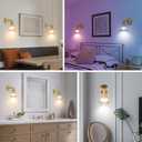 Vintage Battery Operated Wall Sconce Set of 2, Wireless Rechargeable Dimmable Wall Light with RGB Bulb and Remote for Bedroom, Vintage Gold Wall Lamp for Bedroom Living Room Hallway (Amber)