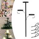 Candelabra Christmas Tree TopperBlack Metal Triple Tree Topper23.6 Inch Christmas Tree Topper Holder for CandleSanta Claus and Other Decorations