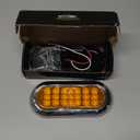 Partsam 2Pcs 6-1/2" Oval Amber Led Trailer Lights 21 LED Flange Mount w Reflectors Turn Signal Park Side Marker LED Light for Truck Trailer Trail Bus 12V LED Trailer Parking Light w Chrome Bezels