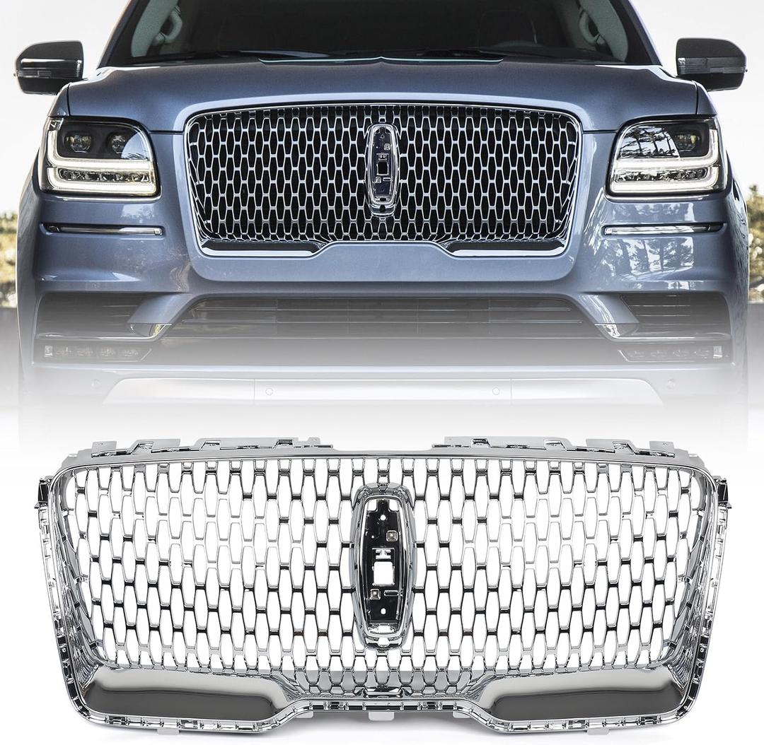 JOLONG Front Bumper Grille w/Camera Hole for Lincoln Navigator 2018-2021
Grill Assembly OE Style Replacement for JL7Z8200AA (Chrome)