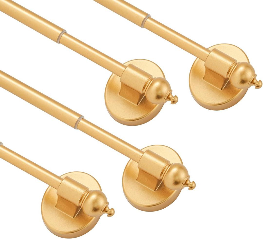 Magnetic Curtain Rods,Multi-Use Adjustable Appliance for Metal Doors,Windows,No Tools Needed16-28 InchGold4 Pack