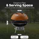 GasOne 14-inch Portable Charcoal Barbecue Grill with Thermometer Lux Brown