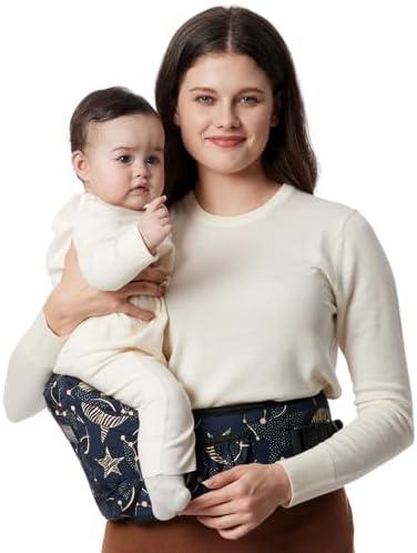 Momcozy Hip Seat Baby Carrier - Adjustable Waistband with Original 3D Belly Protector, Ergonomic Carrier with Various Pockets for Newborns & Toddlers up to 45lbs (Starry Sky, Large)