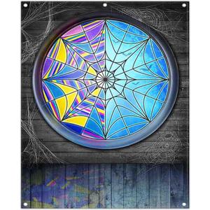 Fabric 8x10ft Halloween Spider Web Window Photography Backdrop Horror Moon Night Vampire Gothic Background Kids Party Decorations Boys Girls Photo Props