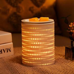 Wax Melt Warmer Ceramic Oil Burner with Timer Electric Candle Wax Melter with Led Coloful Changing Silicone Removeable Tray for Home Gifts