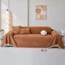 Sherpa Fleece Couch Cover for 3 Cushion Sofa, Brown, 71" x 134" - Pet Proof Sofa Covers Heavy Duty Scratch Resistant Pet Friendly Furniture Cover - Easy Install, Machine Washable