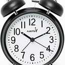 {Loud Alarm for Deep Sleepers) 4'' Twin Bell Alarm Clock with Backlight for Bedroom and Home Decoration(Black)
