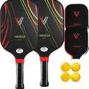 Pickleball Paddles,Pickleball Paddles Set of 2 or 1,Composite Fiberglass/Carbon Fiber Material Pickleball Paddle,Lightweight Design,16mm Thickness Core,5.5IN Long Handle Pickleball Set