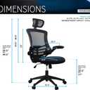 Techni Mobili Modern Ergonomic High-Back Office Chair, Executive Mesh Home Office Chair with Adjustable Headrest & Flip Up Arms, Black , 49.5" x 26.37" x 26.37", 26.5" W x 26.5" D x 45.5-49.5" H