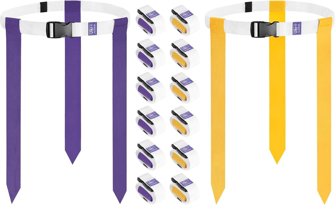 Flag Football Belts, 14 Player White Flag Football Set with 42 Flags for Adult Youth Kids Training