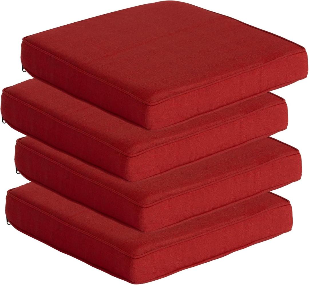 Goodgoods 20 x 20 Outdoor Chair Cushions Set of 4, 1000+ Hours Fade-Resistant & Water-Resistant Furniture Chair Cushions with 35D High-Resilience Foam for Dining Room, Patio Chair, Chili