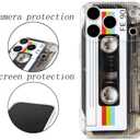 FAteamll Case for iPhone 17 Pro Matte Finish Heavy Duty Soft Back Cover with Reinforced Corners TPU Soft Bumper Retro Cassette Tape Case Compatible with iPhone 17 Pro