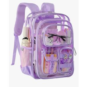 Clear Backpack with Pencil Case, Heavy Duty PVC Transparent Backpack with Reinforced Bottom & Multi-pockets for Kindergarten Primary College Workplace Security