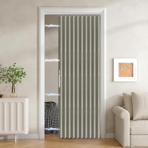 100% Blackout Fabric Folding Door Curtain with Magnetic Closure - Accordion Style for Sliding Doors, Closets,Wardrobe and Temporary Door Solutions Doorway CurtainsW42 x L78, Grey 1 Panel