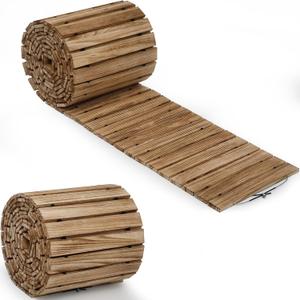 24ft Wooden Garden Pathway for Outside,Non-Slip Straight Walkway,Garden Pathway Roll Up,Decorative Paver for Backyard Wedding Party(Light)
