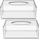 Yopay 2 Pack Clear Tissue Dispenser Box, Large Facial Acrylic Tissue Box Cover Holder, Napkin Organizer for Bathroom, Kitchen and Office Room, Rectangle, 10" L X 5.3" W X 4.3" H