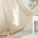 MIULEE Beige Sheer Curtains 84 Inches Long, 4 Panels Set, Rod Pocket Voile Drapes Light Filtering and Semi Transparent, Elegant Window Treatments for Bedroom Living Room,42 x 84 Inches