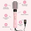 Farery Rotating Hot Air Brush Set 1000W 4 in 1 Blow Dryer Brush Styler with Diffuser, Hold-to-Rotate Round Brush for Volume, Smooth & Curl, Best for Fine to Medium-Thick Hair, Pink