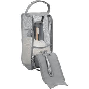 Simplify Hanging Mesh Toiletry Bag | Travel Organizer | Perfect for Dorm | Gym | Back to School | Shampoo | Shower Accessories | Grey