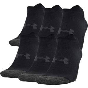 Under Armour Performance Tech No Show Socks, Multipairs (Large, Black (6-pairs))