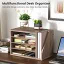 Creso hom Mail Sorter, File Organizer Desktop, Wood Desk Organizer with 3 Adjustable Shelves, Mail Holder for Office, Home, Letter Sorter File Holders for Envelopes, Mail Supplies Magazines, Greige