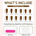 Valentines Press on Nails Long Fake Nails Almond Artificial Nail Pink Heart Love Designs Seeneey Cute Stick on Nail for Women 24pcs